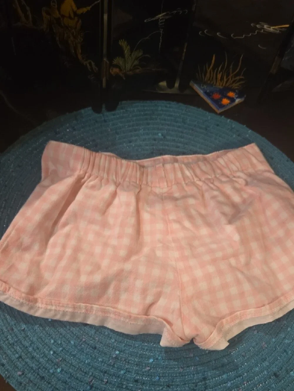 Kids Pink Gingham High-Waist Shorts